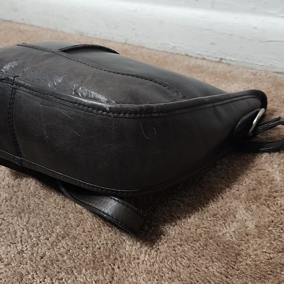 Frye Lucy Taupe Brown Gray Leather Shoulder Crossbody Purse Handbag Bag - Picture 9 of 13